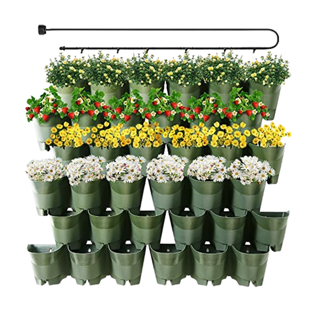 This green Worth Garden Self-Watering indoor garden kit image presents a cascading design, perfect for adding a vertical touch of greenery to any space.