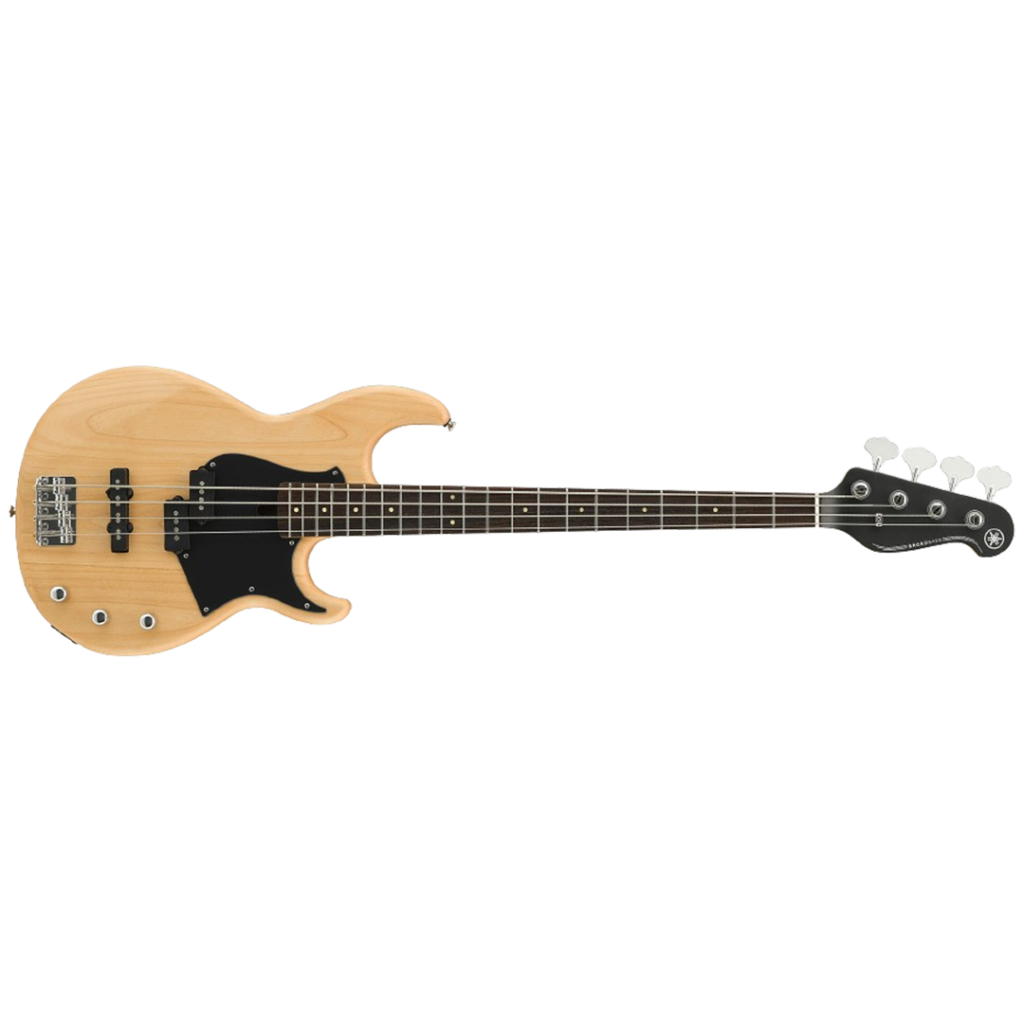 Yamaha BB234 bass in a natural wood finish, providing a robust and clear tone that’s great for beginners.
