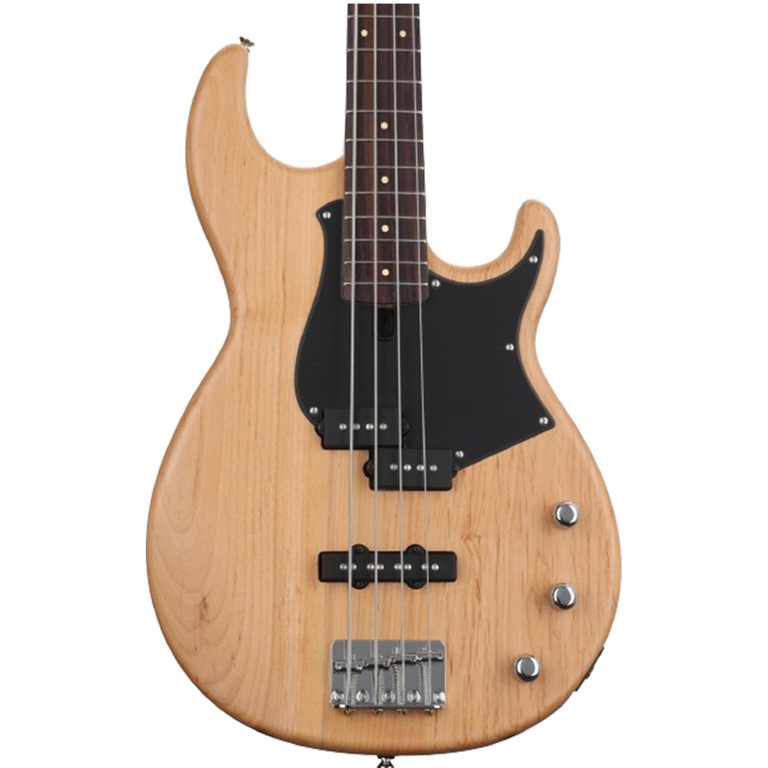 Natural finish Yamaha BB234 beginner bass guitar with a straightforward design, ideal for those starting their musical journey.