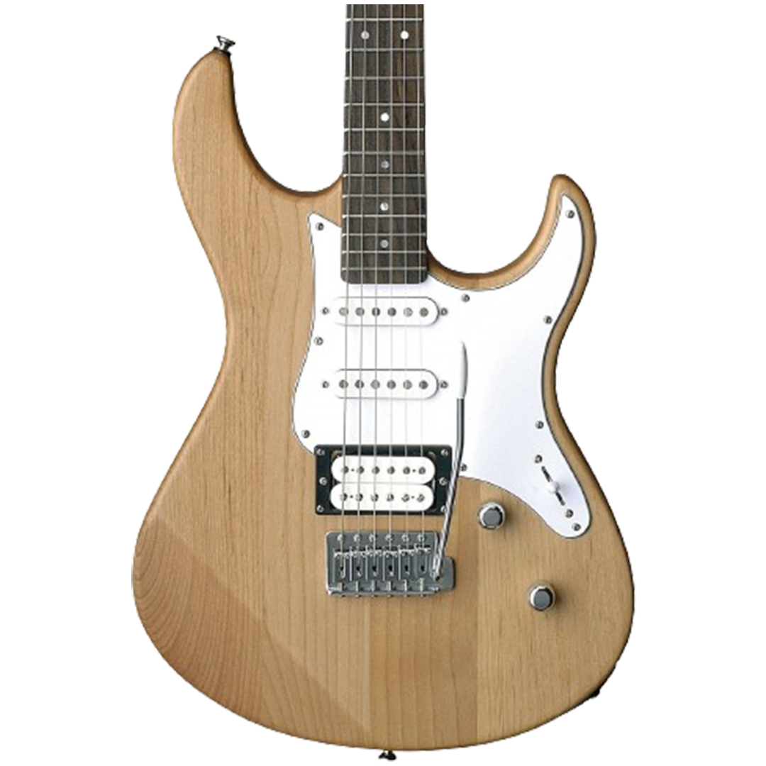 The Yamaha Pacifica 112V, featured here in a natural wood finish, is celebrated as one of the electric guitars due to its versatility and solid construction.