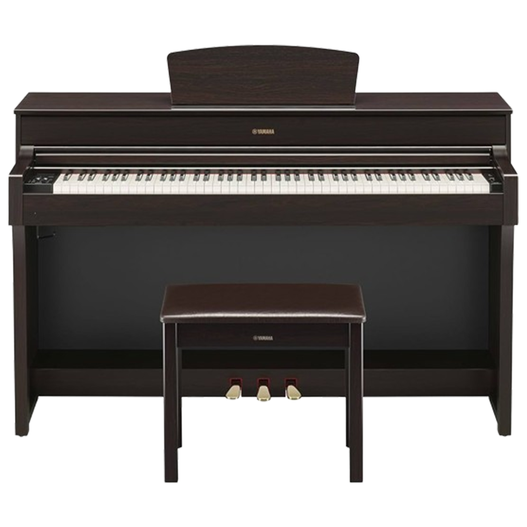 The Yamaha YDP184 rises to the top of the digital pianos with its luxurious rosewood finish, offering unmatched sound quality and a full set of 88 weighted keys.