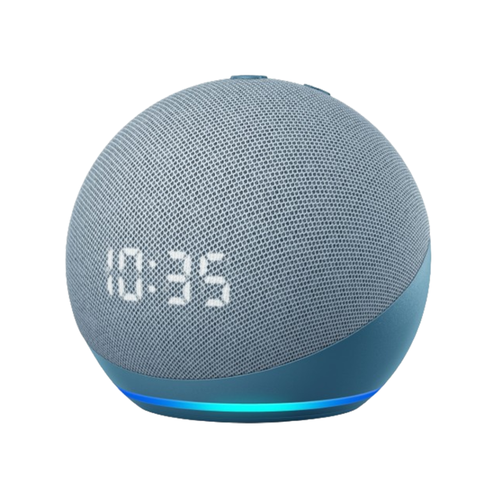 Amazon Echo Dot with Clock features in the list of best smart hubs for home automation, offering an LED display.