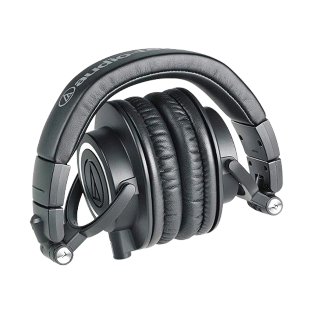 Image showcases the Audio-Technica ATH-M50x, known for their exceptional clarity and precision in sound mixing environments.