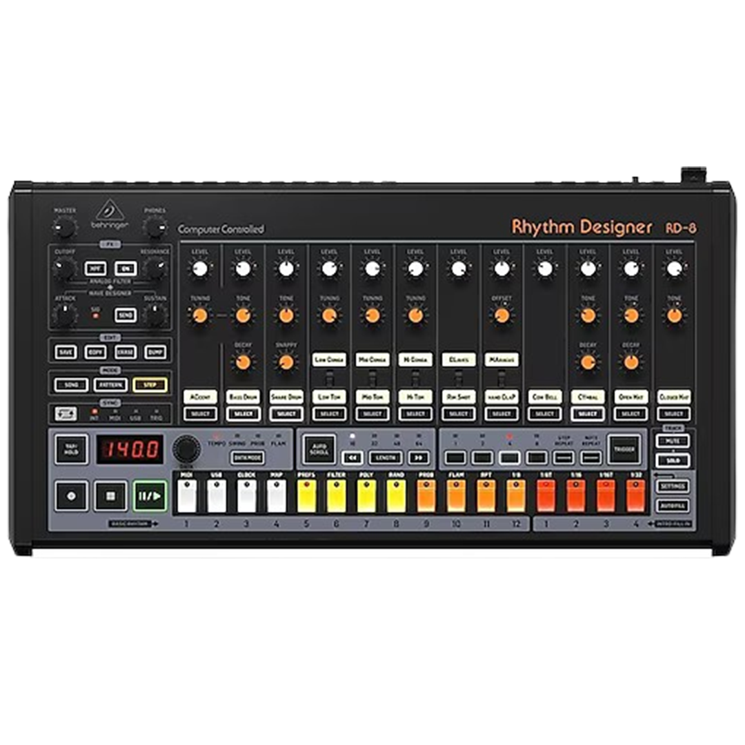 Embrace the essence of vintage beats with the Behringer RD-8, the drum machine seeking to merge retro vibes with present-day features.