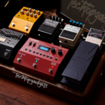 An array of the best guitar loop pedals neatly assembled, showcasing a diverse range of options for guitarists looking to enhance their loop-based performances and recordings.