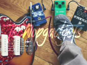 A guitarist's pedalboard showcasing a variety of effects pedals, including some of the best looping pedals for guitar creativity and performance.