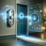 A futuristic depiction of the best Ring compatible smart lock technology integrated into a home setting, showcasing advanced security and connectivity features.