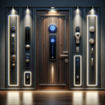 Discover the best smart lock for Google Home displayed on a sophisticated wooden door, showcasing a variety of cutting-edge designs perfect for modern home security.