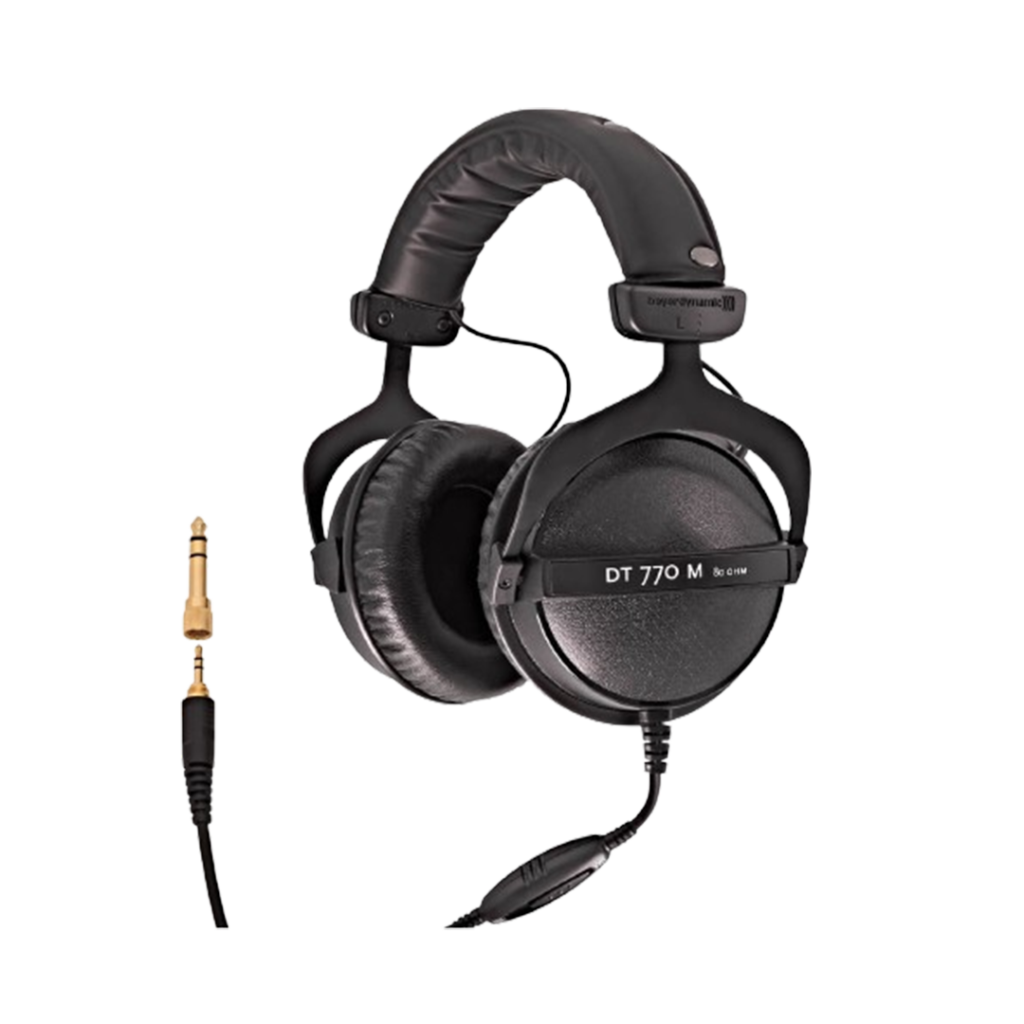 Beyerdynamic DT 770 Studio headphones boast exceptional sound quality and comfort, making them among the best headphones for guitar amp usage, suitable for long mixing sessions and precise audio work.