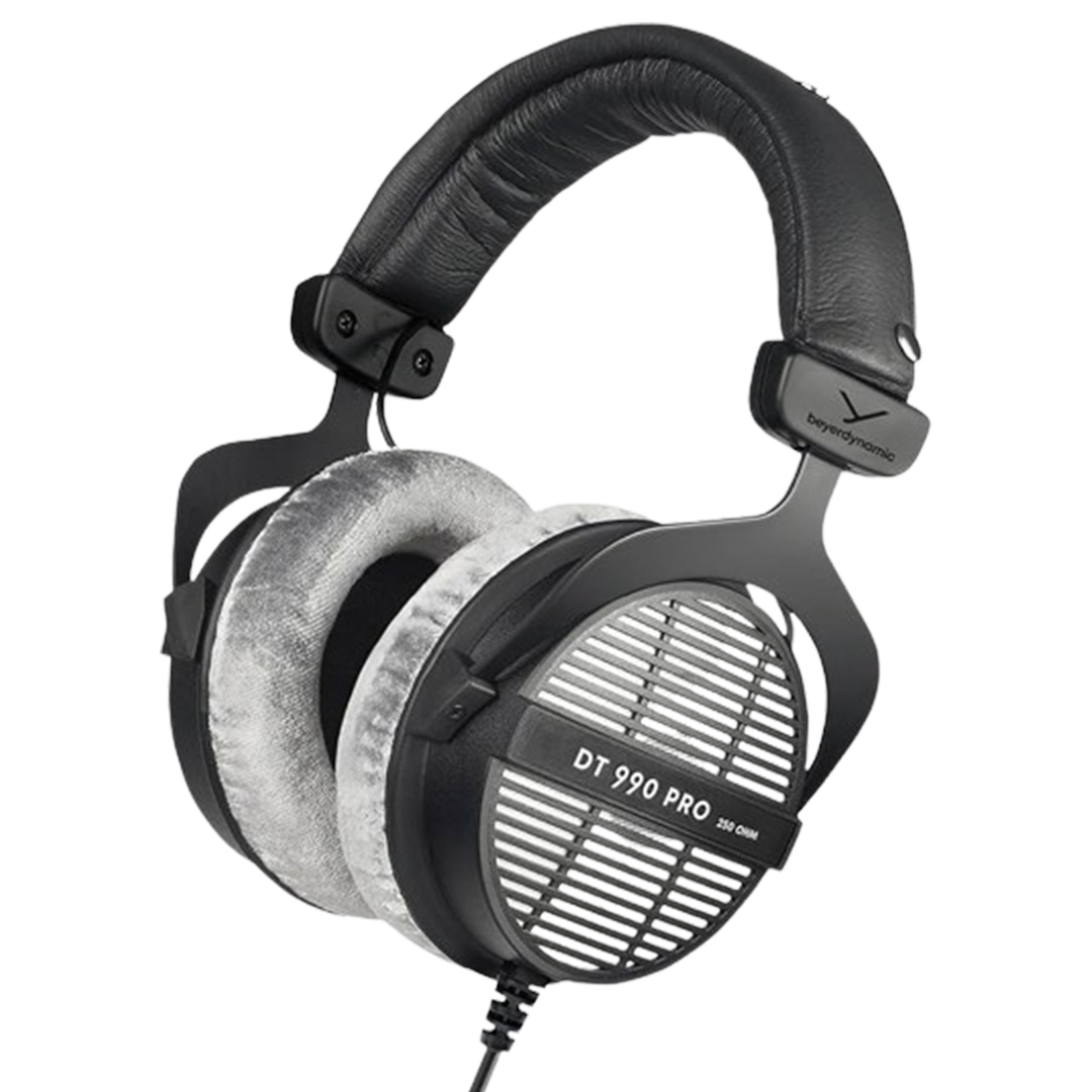 Beyerdynamic DT 990 Pro with its open design for transparent sound, ideal as the headphones and critical listening.