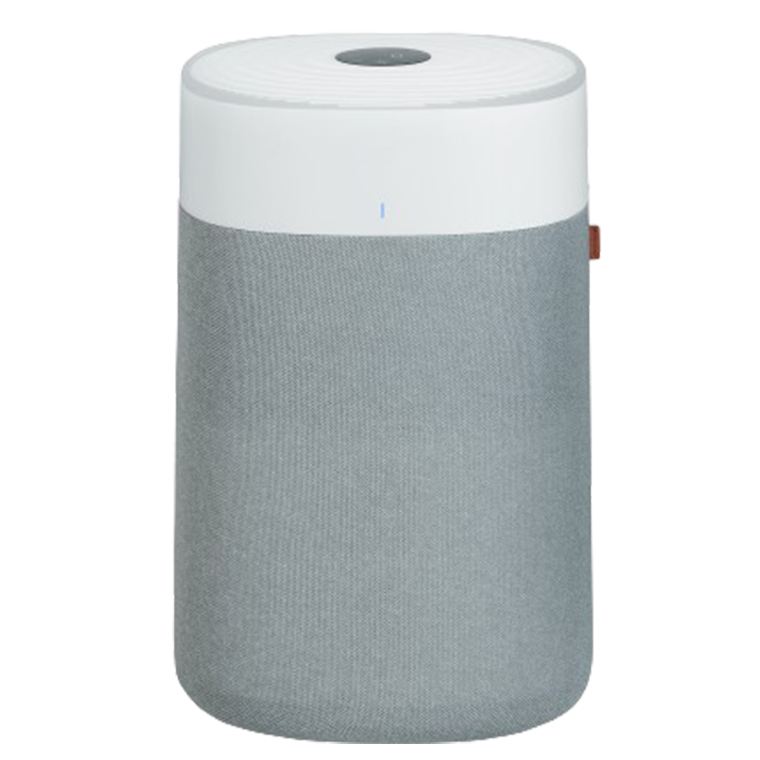 The Blueair Blue Pure 211i Max is designed to efficiently purify and remove germs from your home environment, featuring a sleek cylindrical shape with a white top and grey fabric pre-filter.
