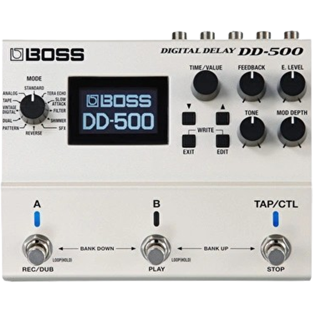 The Boss DD-500 is one of the best acoustic guitar pedals for players seeking versatile digital delay options.