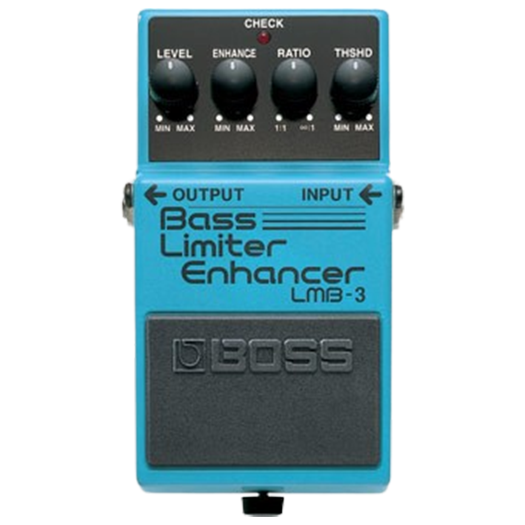The BOSS LMB-3 Bass Limiter Enhancer is recognized as one of the best pedal compressors for bass, featuring precise control knobs for level, enhance, ratio, and threshold.