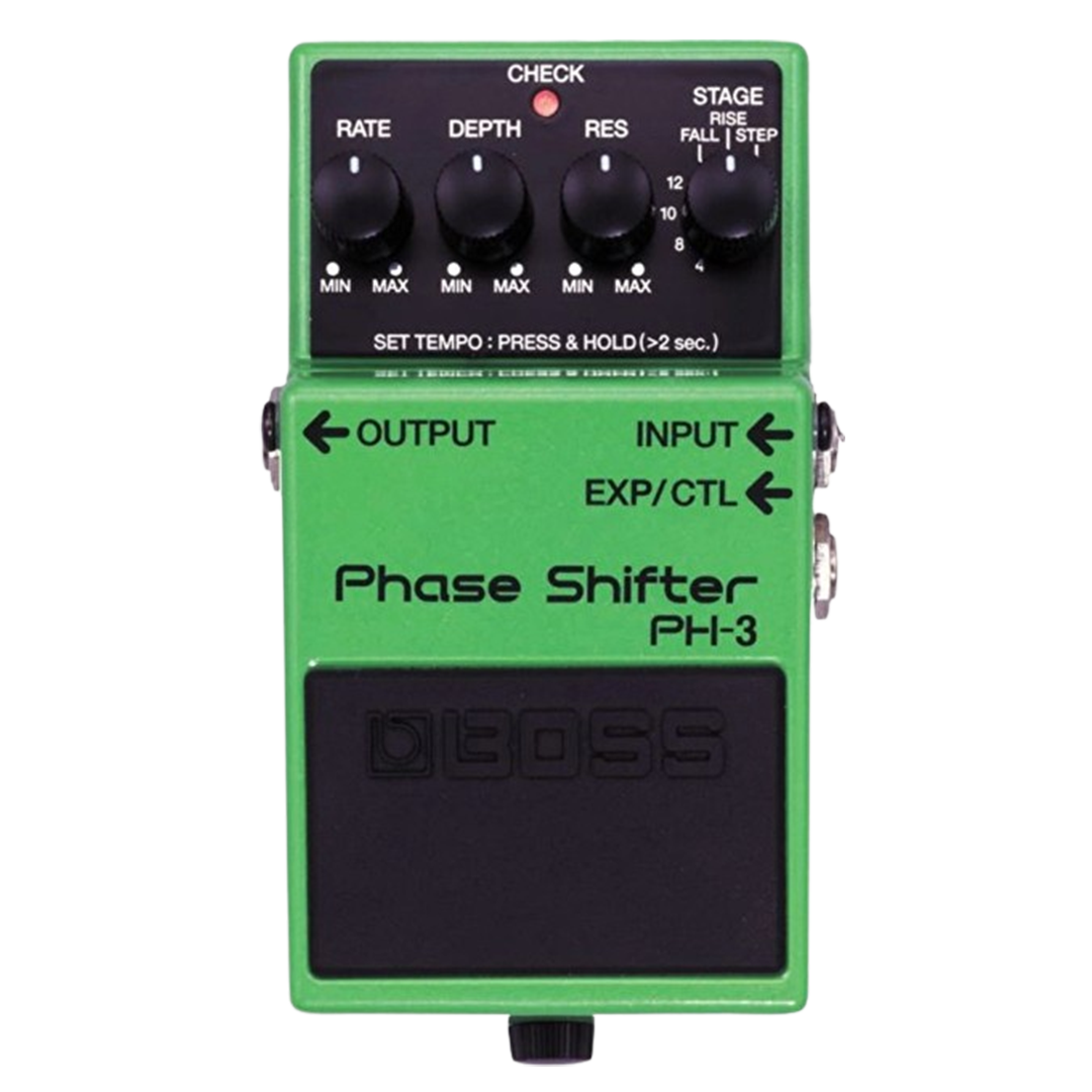 The iconic BOSS PH-3 Phase Shifter, with its distinctive green casing and versatile settings, stands out as a leading phaser pedal in the music gear arena.