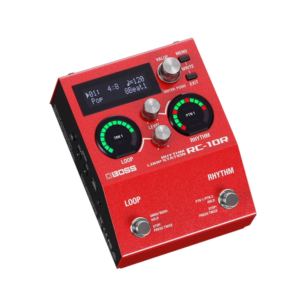 Boss RC-10R Rhythm Loop Station, a robust looping pedal with integrated rhythms, ideal for guitar players seeking to add dynamic layers to their music.