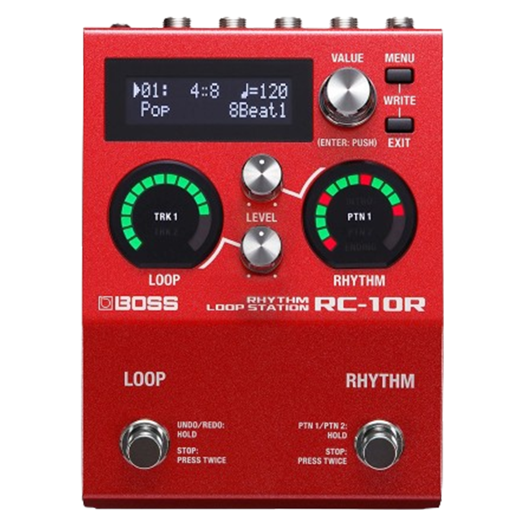 Boss RC-10R, a top choice looping pedal with rhythm capabilities, perfect for adding depth to acoustic guitar sessions.
