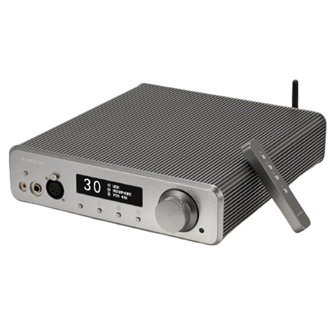 The Burson Audio Conductor 3X, hailed as one of the headphone amplifiers, showcasing its sleek design and advanced audio technology.