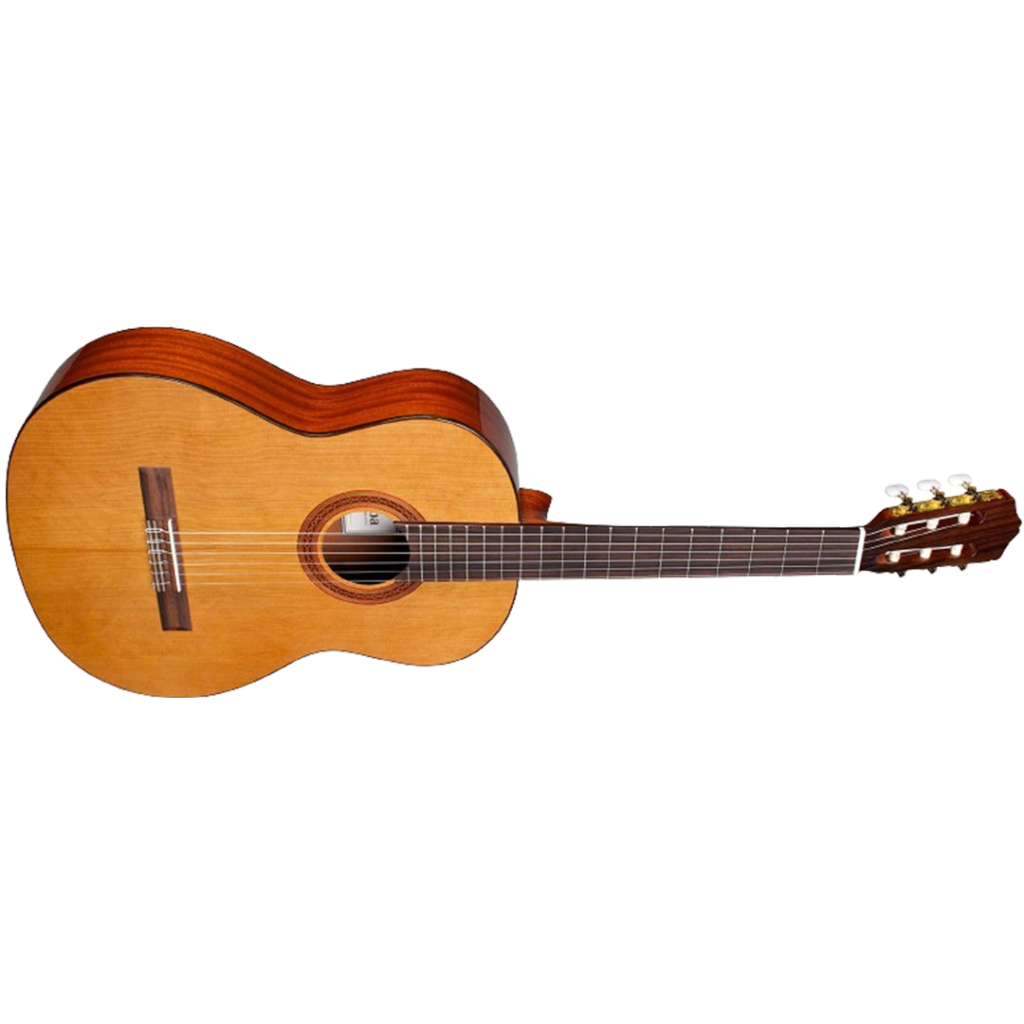 The Cordoba C5 Iberia Series classical guitar, known for its warm sound and comfortable playability, is ideal for beginners.