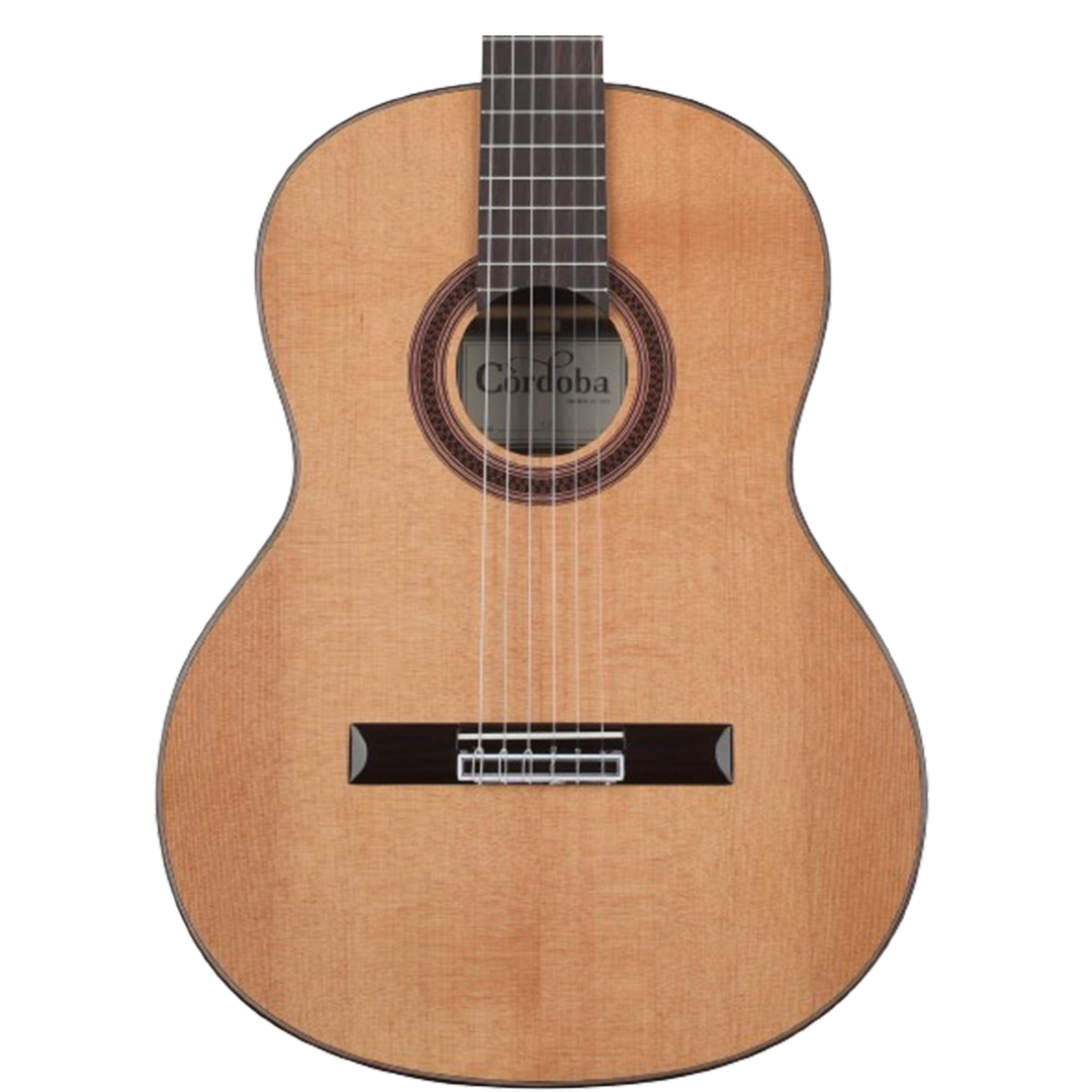 The elegant Cordoba C7 classical guitar, perfect for beginners, combines playability with aesthetic appeal.