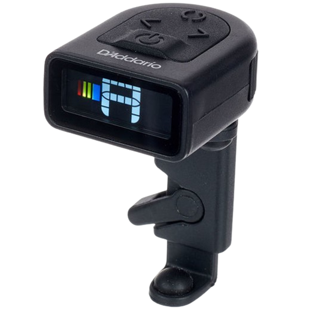 This D'Addario NS Micro Clip-On Tuner stands out with its enhanced screen for better visibility, a contender for the best clip-on guitar tuner for players who need quick and easy tuning on stage.