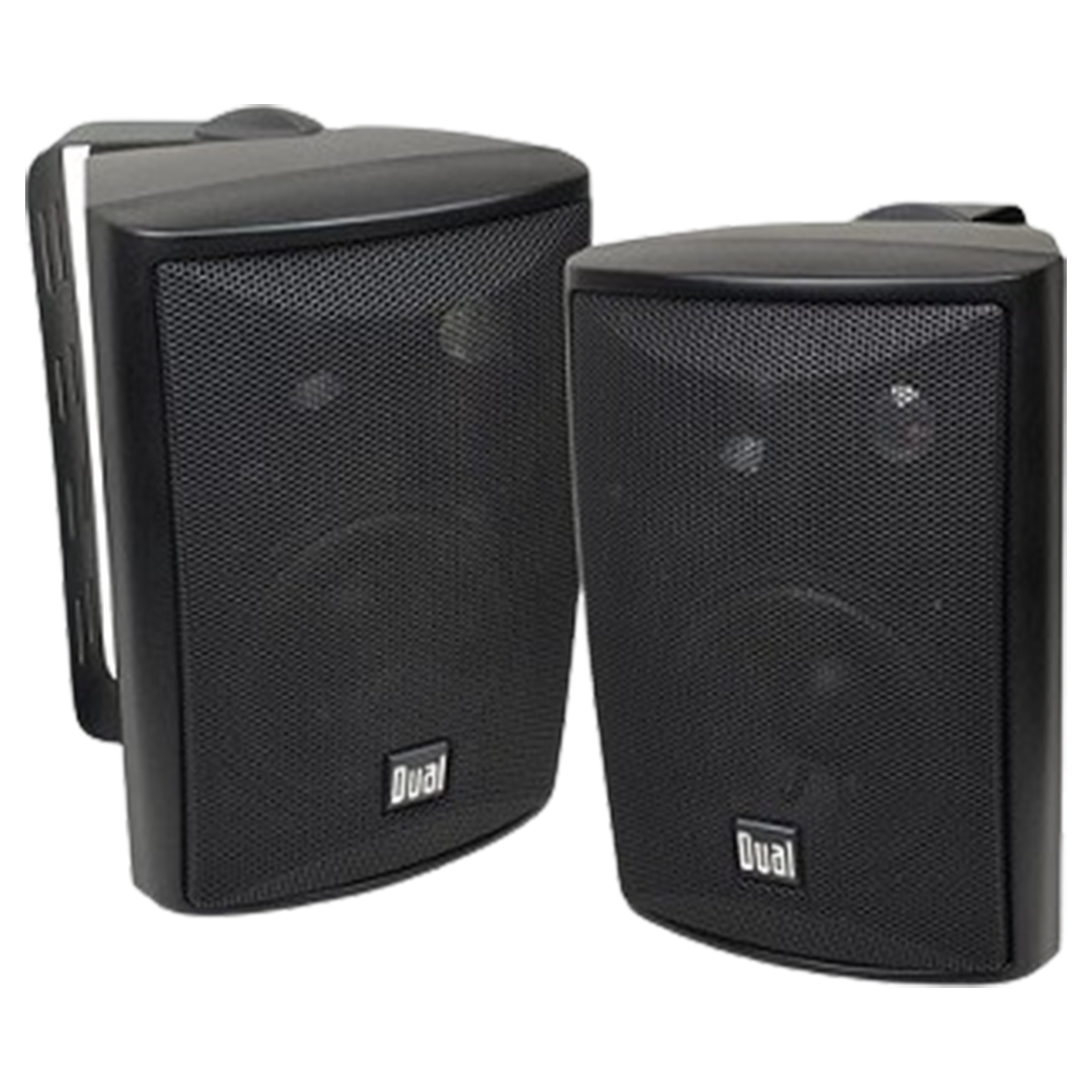 Dual Electronics projector speakers provide robust sound quality and durable construction, ranking as some of the best speakers for a projector, suitable for both indoor and outdoor use.