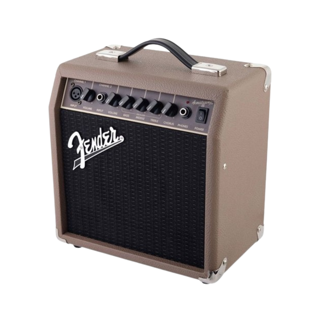The Fender Acoustasonic 15 is renowned for its warm tone, rightfully earning its place as one of the best acoustic guitar amps available.