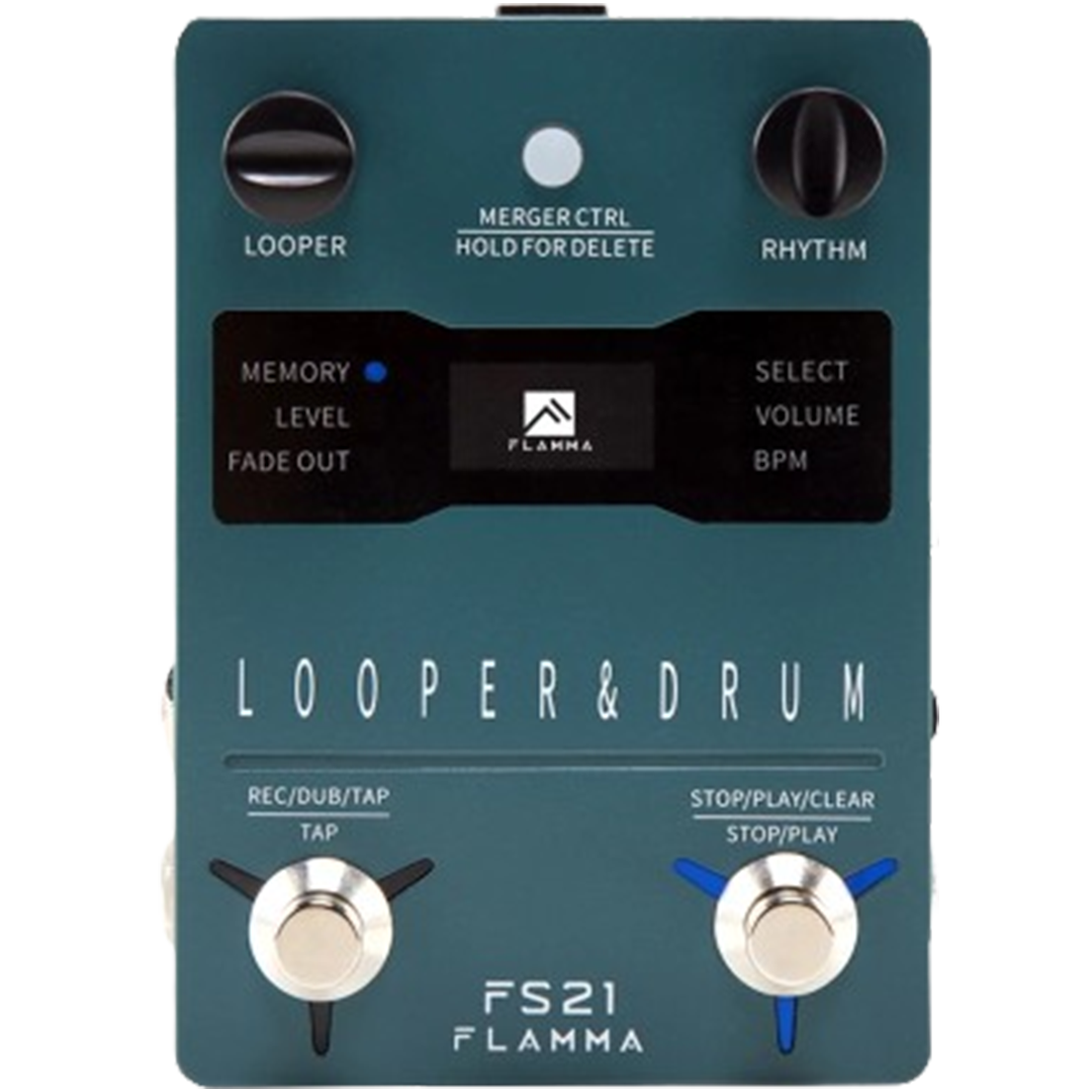 The Flamma FS21 looping pedal with a looper and drum machine, ideal for artists looking to add percussive elements to their loops.