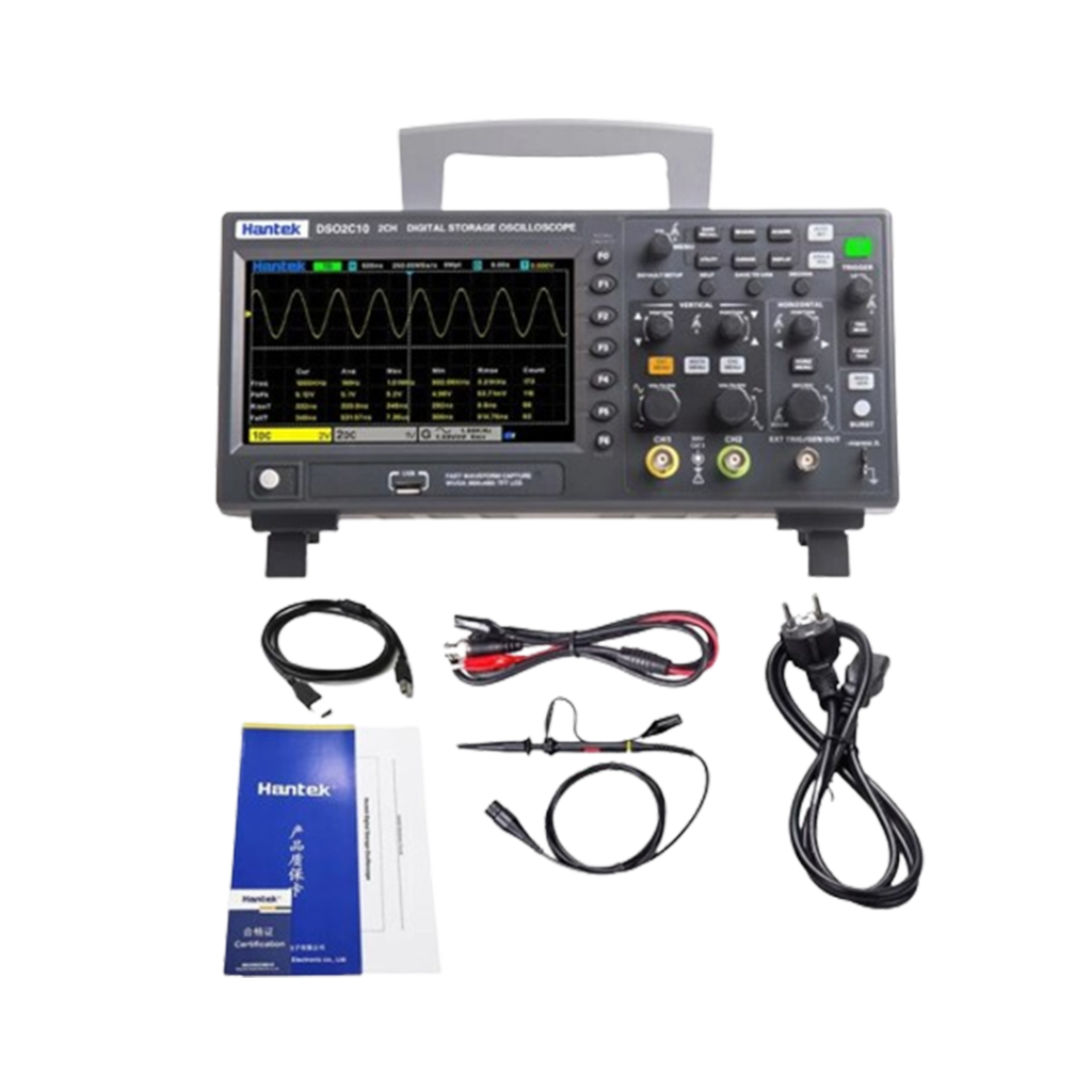 The Hantek DSO2C10 digital storage oscilloscope is an excellent choice for hobbyists needing detailed waveform analysis.