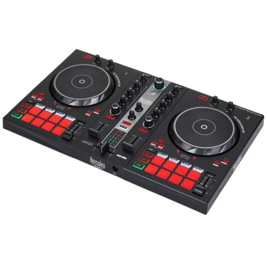 A top view of the Hercules DJ Control Inpulse 300 MK2, the DJ controller for aspiring DJs.
