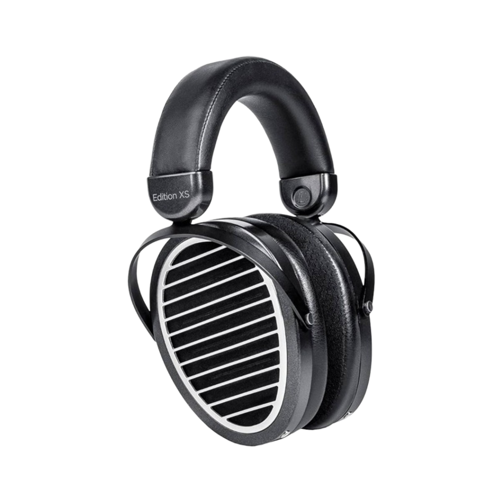 The HIFIMAN Edition XS headphones are displayed, renowned for their expansive soundstage and accuracy in sound mixing.