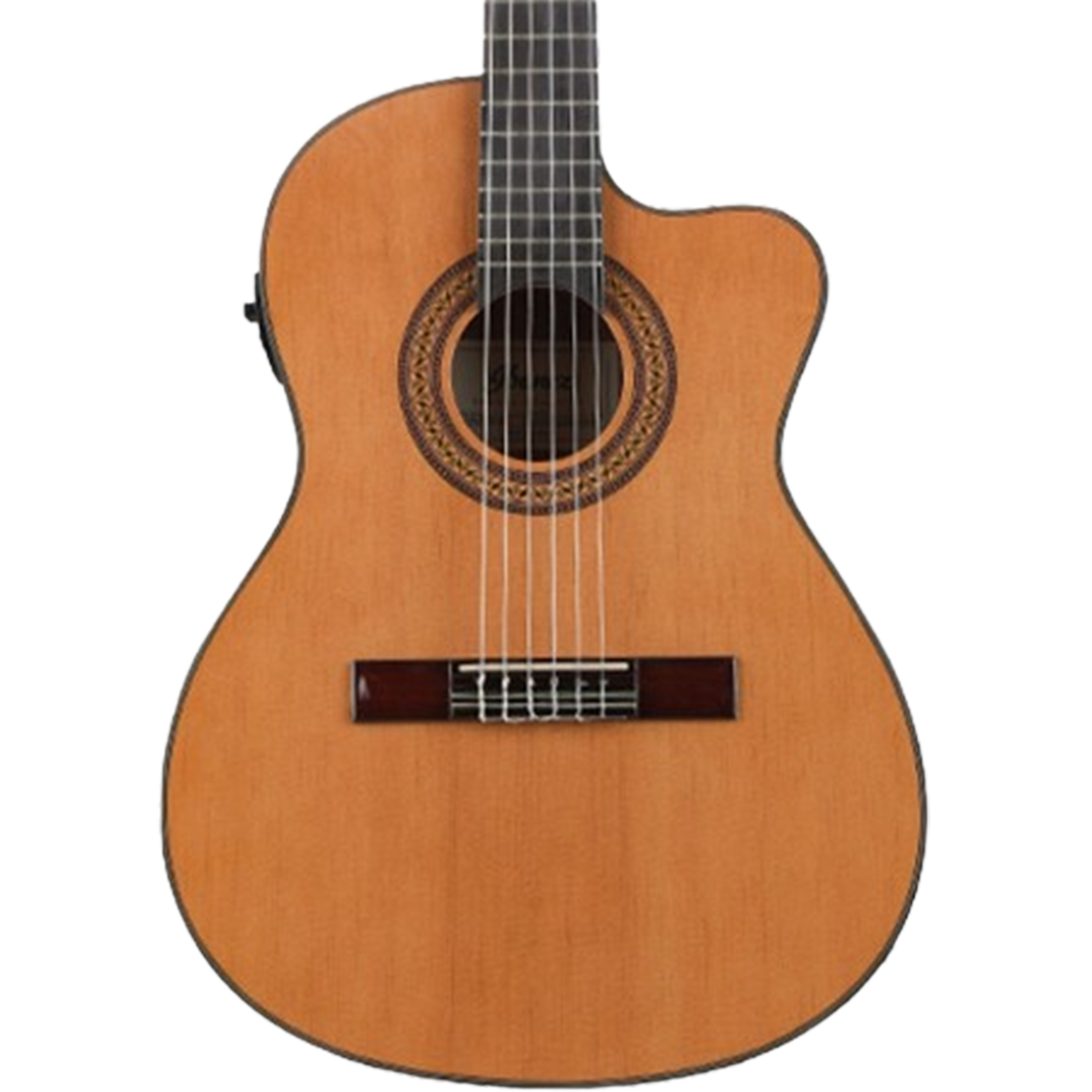 The Ibanez GA5TCE classical guitar is a great starter instrument for beginners, featuring a cutaway design and electronic tuner.