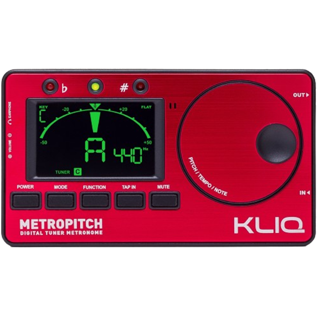 Showcasing the KLIQ MetroPitch metronome, esteemed among the best metronomes for drummers, with features that cater to both timing and pitch training.