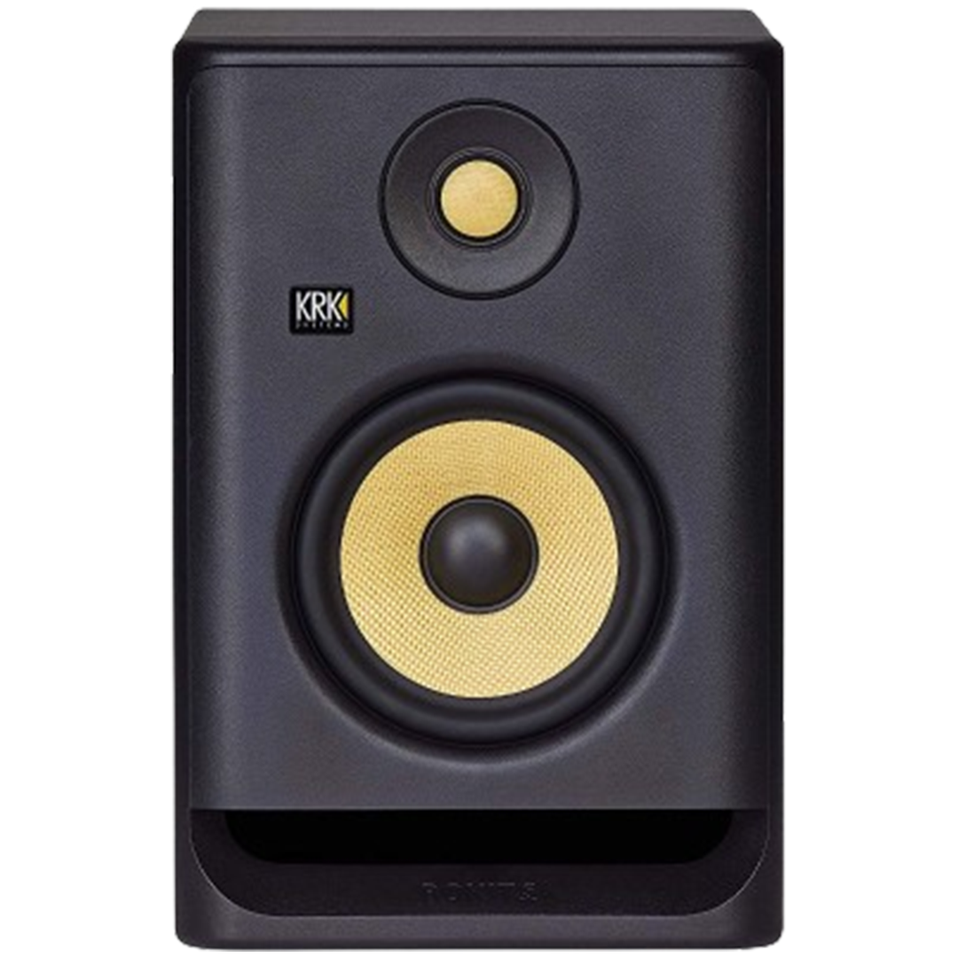 KRK RP5 studio monitors, with their distinctive yellow cones, are regarded as the studio monitors for accurate sound monitoring.