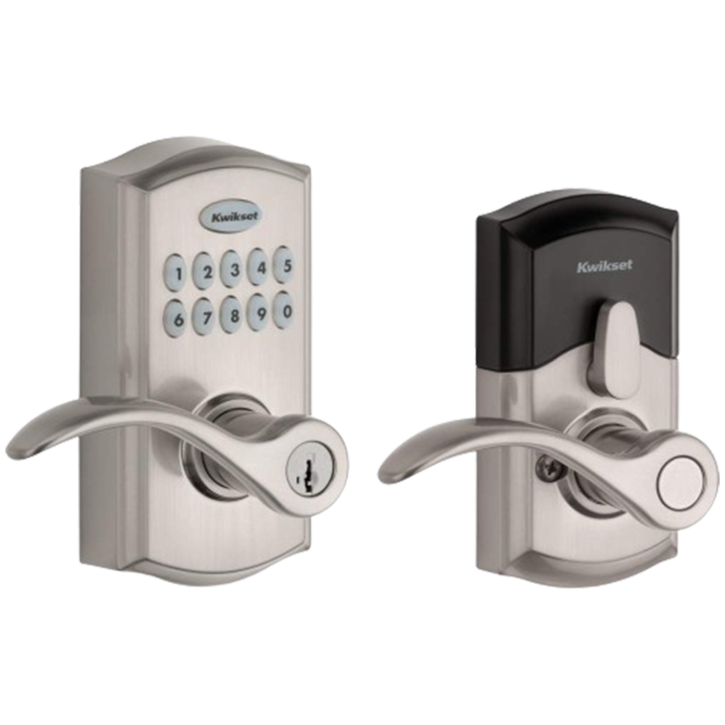 The Kwikset SmartCode Lever is a best Ring compatible smart lock that features a numeric keypad for keyless entry and traditional key functionality.