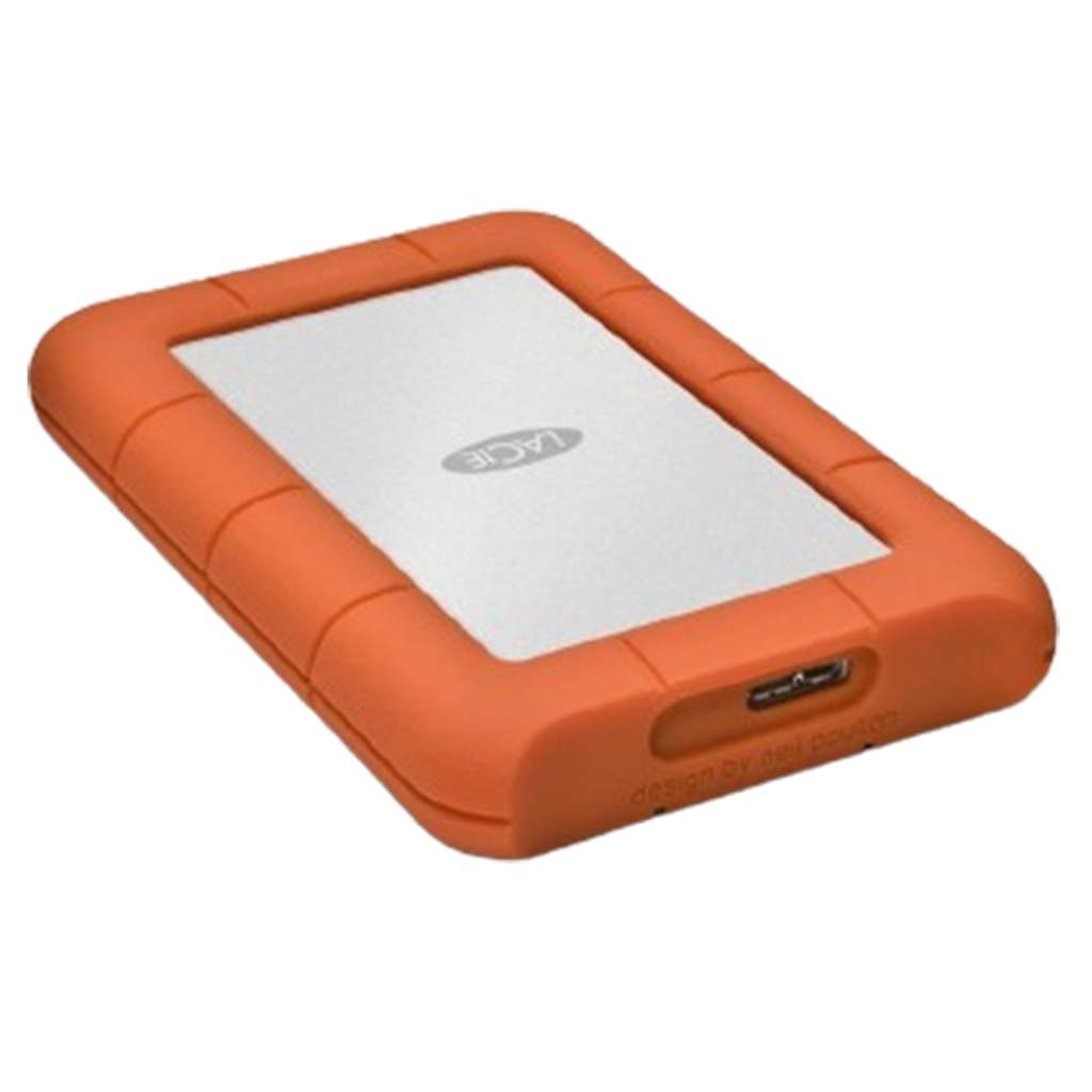 The LaCie Rugged SSD, with its distinctive orange border, offers exceptional durability and performance, making it a top external hard drive for video editing in harsh conditions.