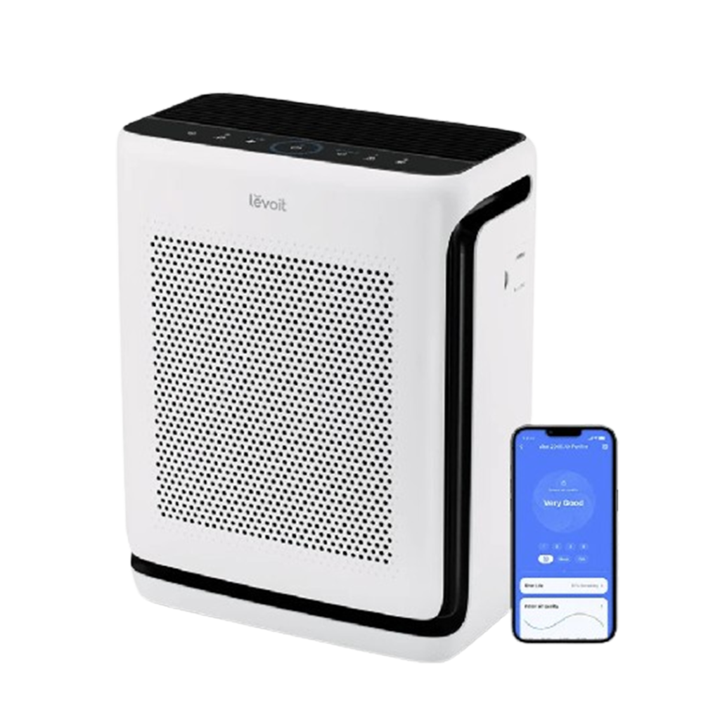 The Levoit Vital 200S is a smart air purifier that showcases its capability to maintain excellent air quality with washable filters, alongside seamless smartphone integration for real-time air quality monitoring.