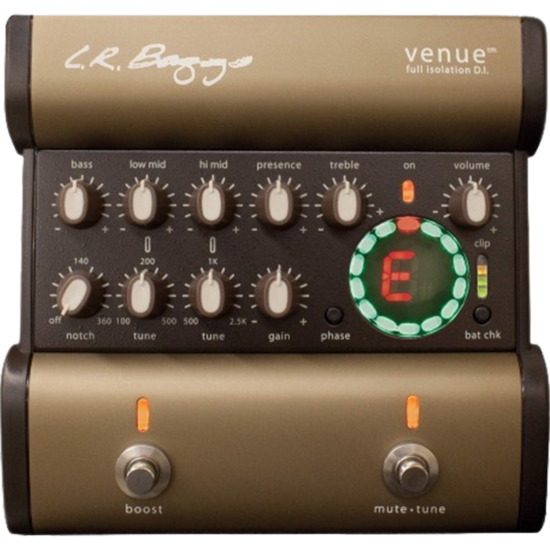 The LR Baggs Venue DI offers the best acoustic guitar pedal experience with its detailed EQ and DI capabilities.