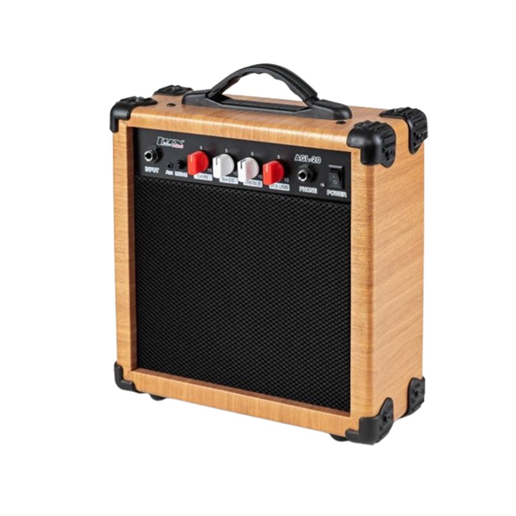 The LyxPro 20W amplifier stands out with its robust build and clear tonality, making it a solid choice for the best acoustic guitar amp.