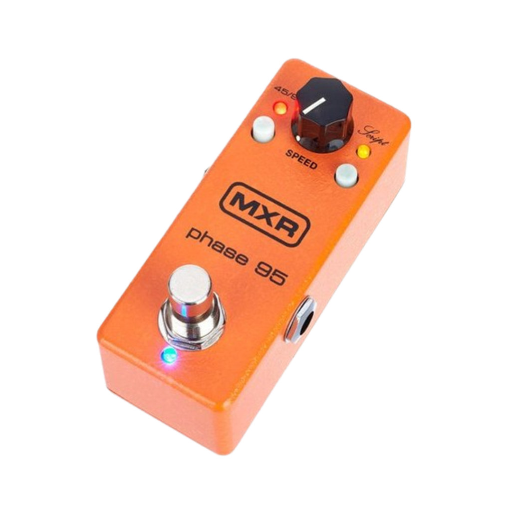 The MXR Phase 95 pedal, in its compact orange design, offers rich phasing effects, making it a favorite for those searching for the phaser pedal.