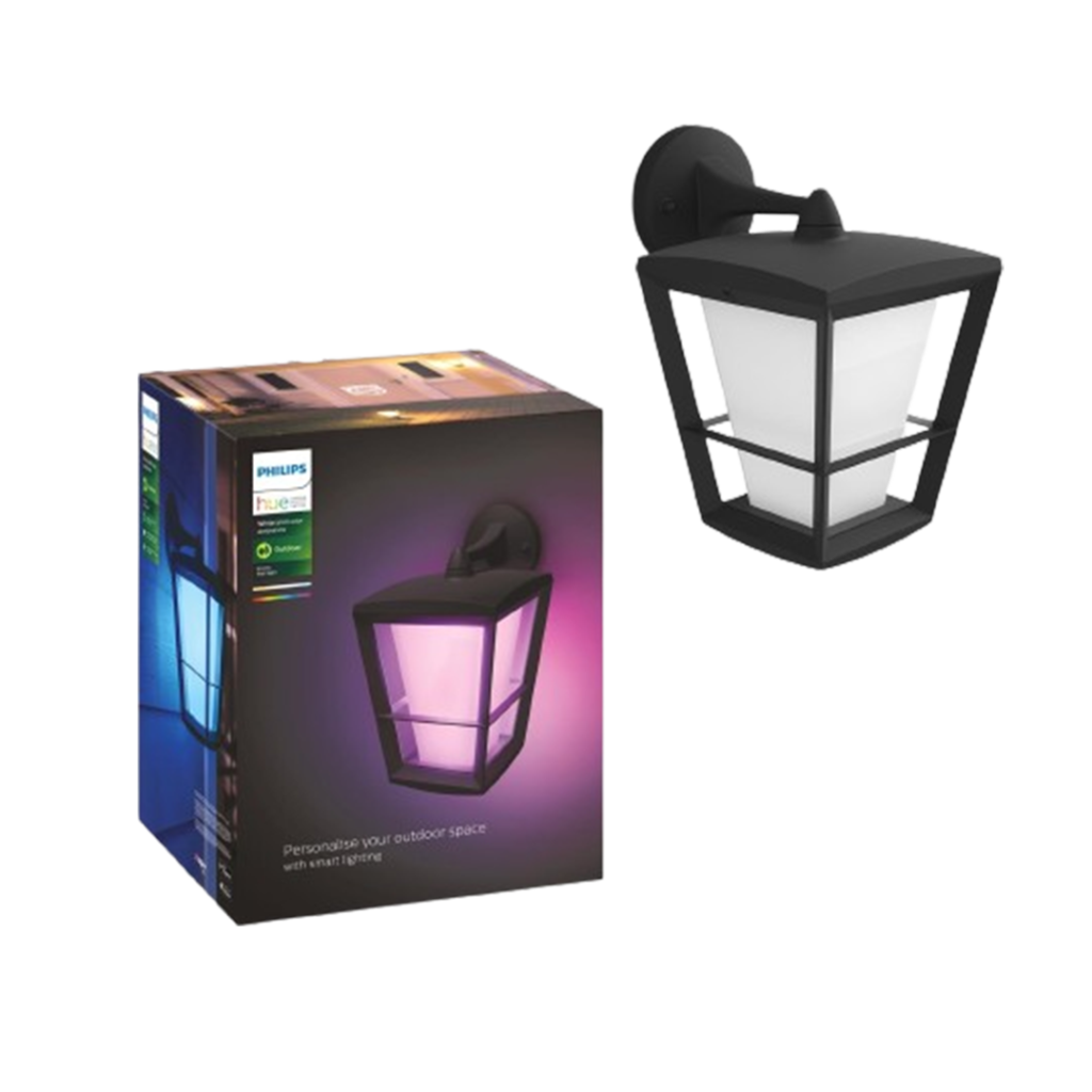 The Philips Hue Econic Up lantern redefines outdoor spaces with its smart lighting features, standing out as one of the best outdoor smart light bulbs for sophisticated exteriors.
