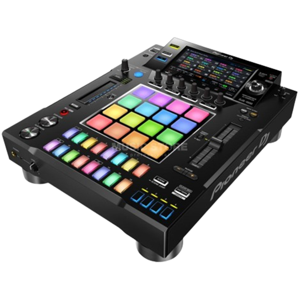 Pioneer DJ DJS-1000 sampler for DJs, with tactile pads and sliders for real-time sampling and sequencing, elevating DJ sets with on-the-fly creativity.