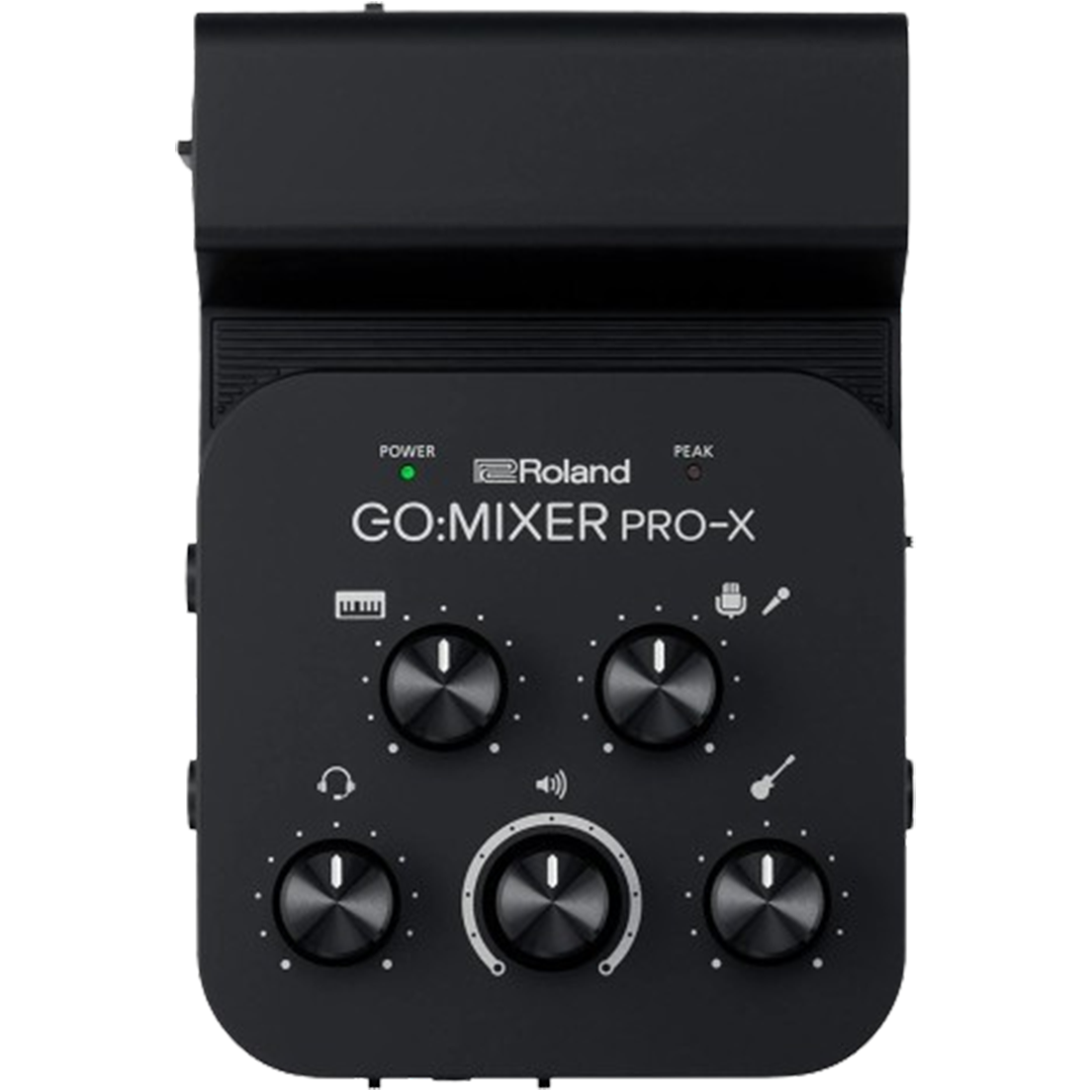 The Roland GO:MIXER PRO-X, viewed from above, offers a portable solution as one of the mixers for creators on the move.