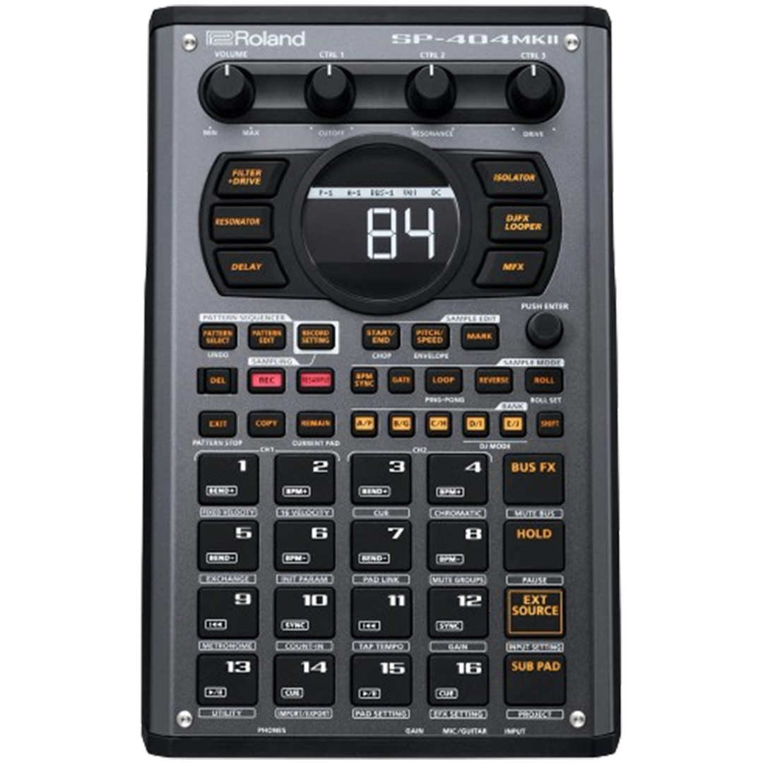 Roland SP-404MKII sampler, revered for its portability and powerful effects, perfect for musicians and producers looking to craft unique sounds.