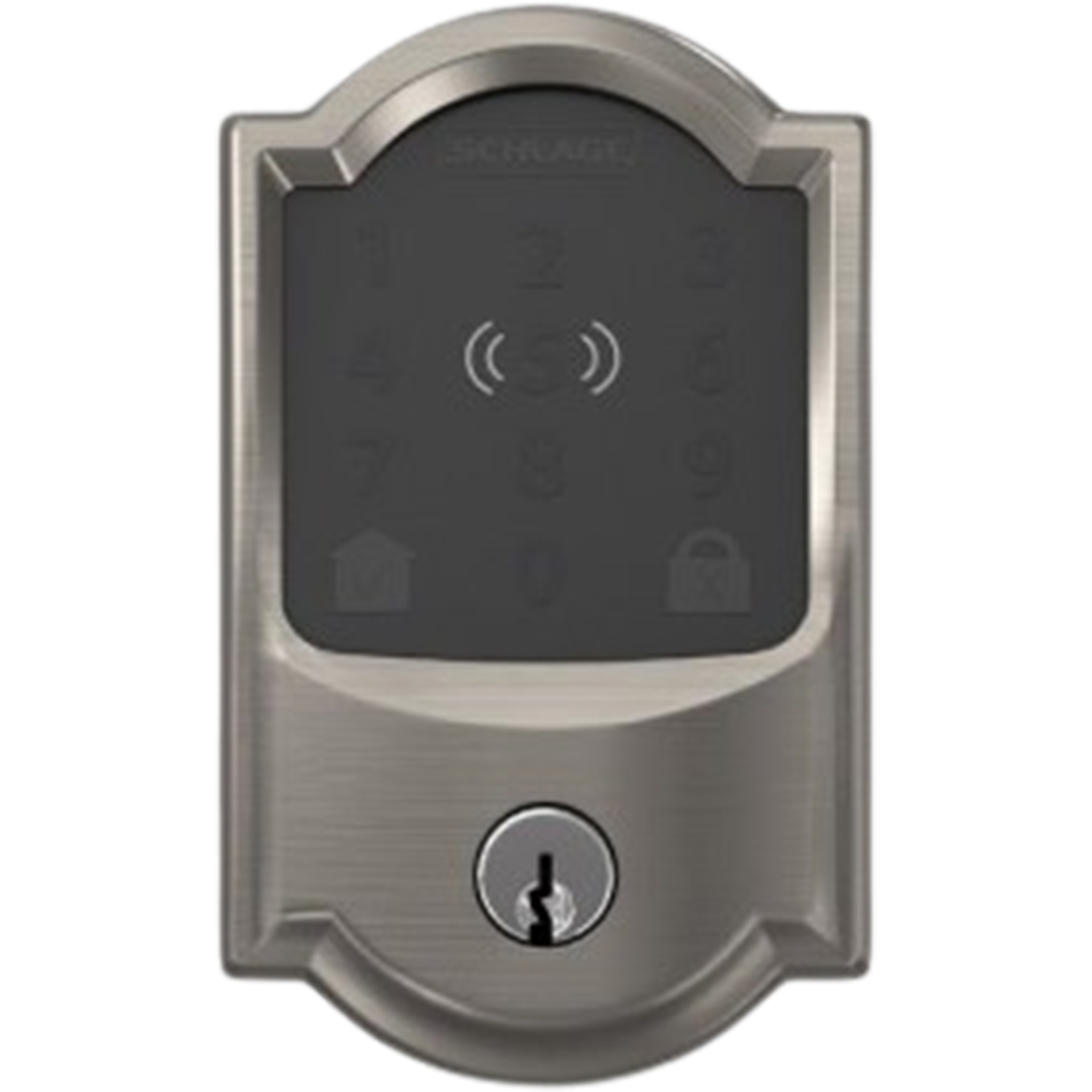 Schlage Encode Plus Smart Wi-Fi Deadbolt, awarded the best smart lock for HomeKit badge, signifying its superior quality and functionality.