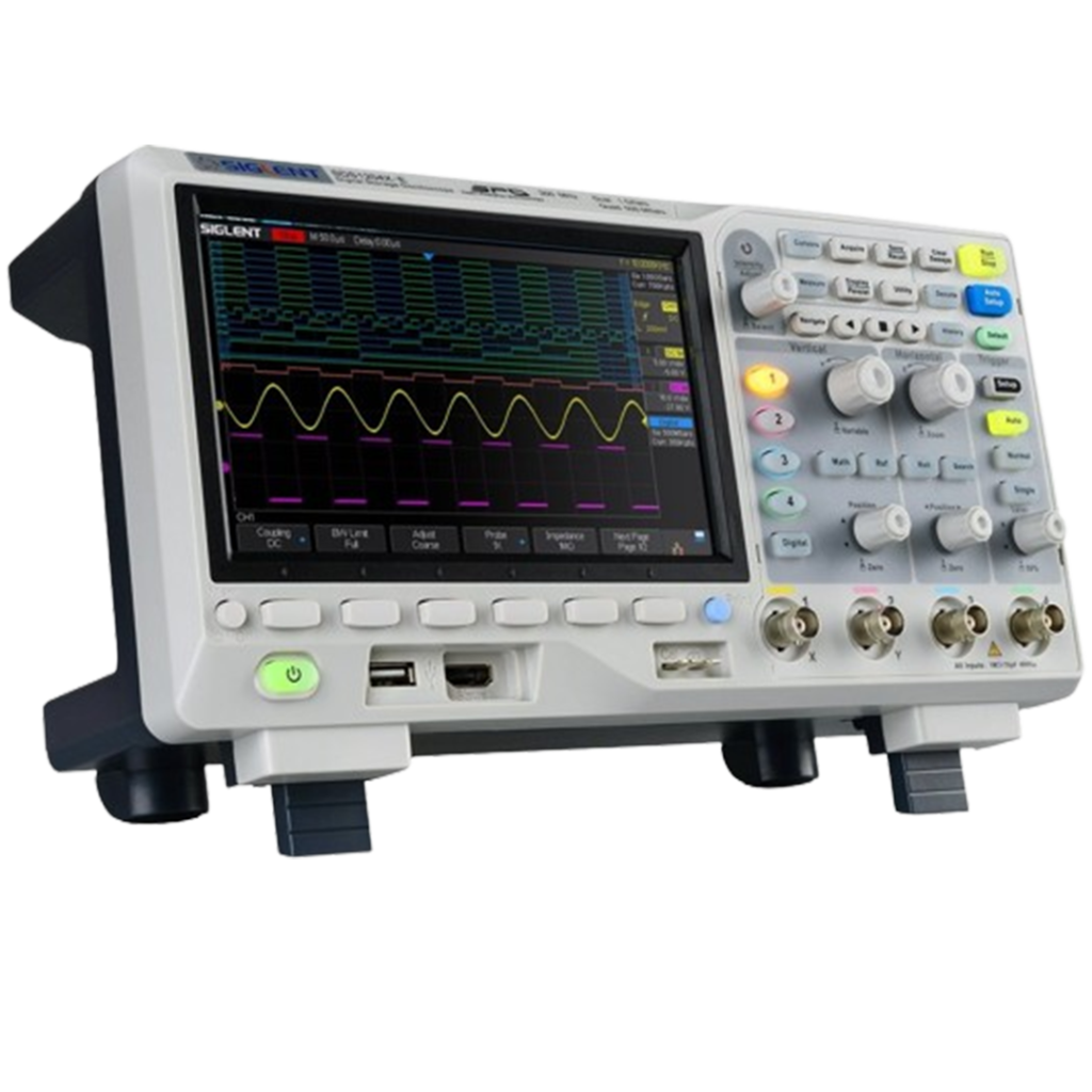 The Siglent SDS1104X-E oscilloscope, equipped with features that cater to both beginners and experienced users.