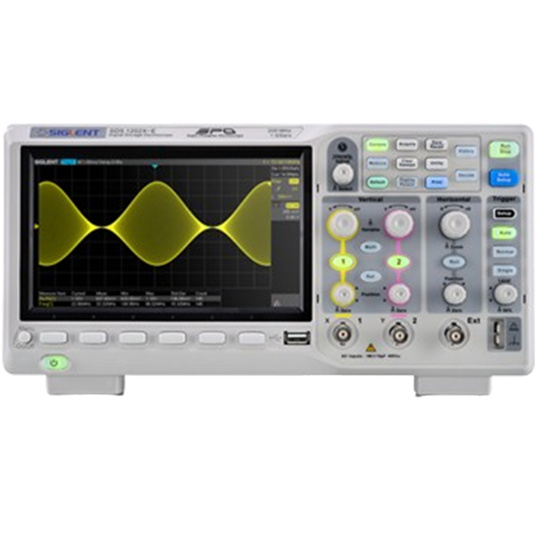 Showcasing the Siglent SDS1202X-E, a oscilloscope with precise measurements and user-friendly layout.