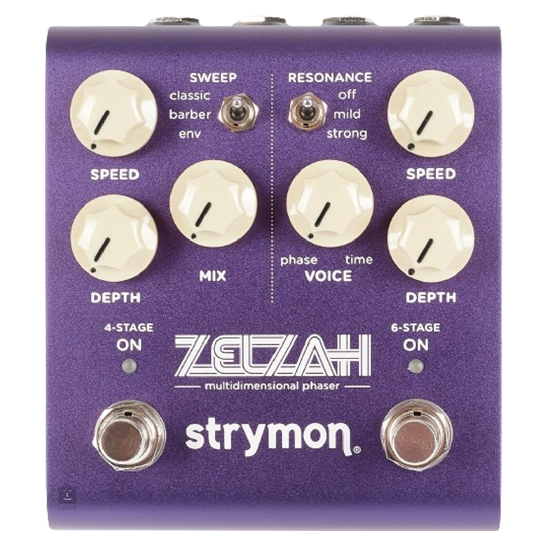 The Strymon Zelzah phaser pedal shines in purple, offering unparalleled depth and clarity in phasing effects, making it a strong candidate for the phaser pedal.