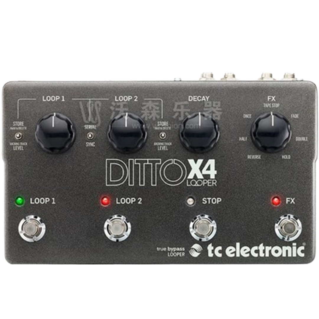 The TC Electronic Ditto X4 Looper pedal, ideal for intricate loop layers, is highly recommended as one of the pedals.