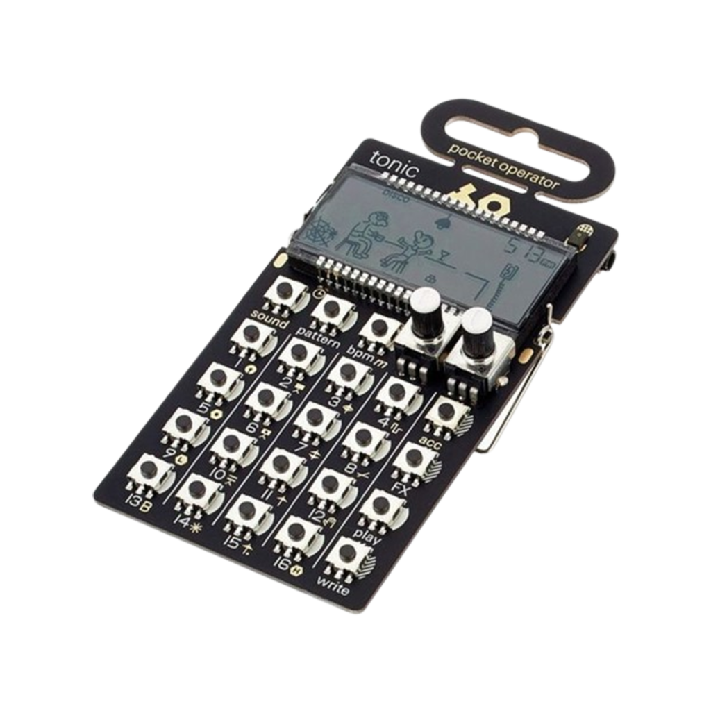 The Teenage Engineering PO-32 Tonic is a pocket-sized drum machine, offering expansive sound in a compact, calculator-like design.