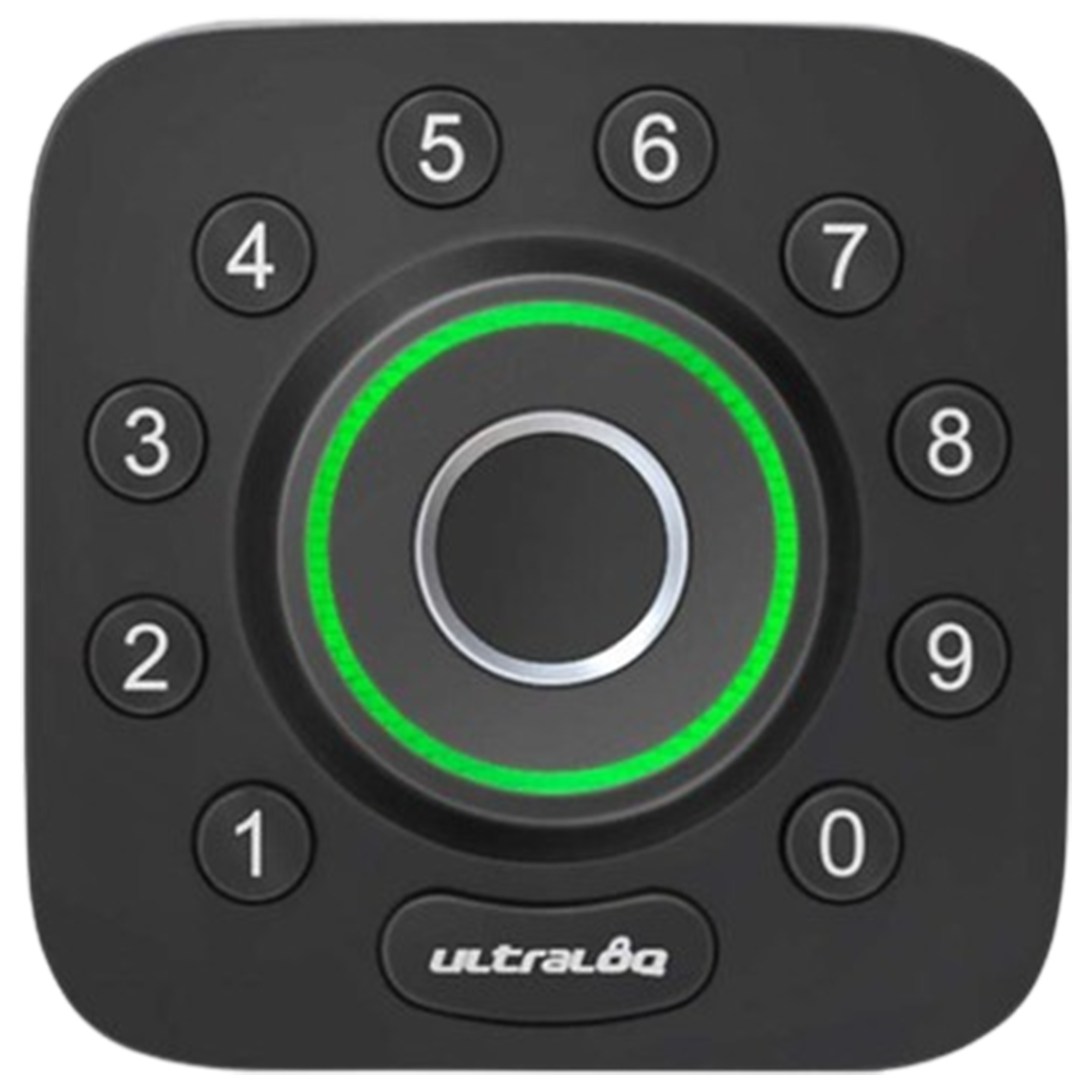 The Ultraloq U-Bolt Pro Wi-Fi smart lock features biometric fingerprint identification, a numeric keypad, and is fully compatible with Alexa for smart home integration.